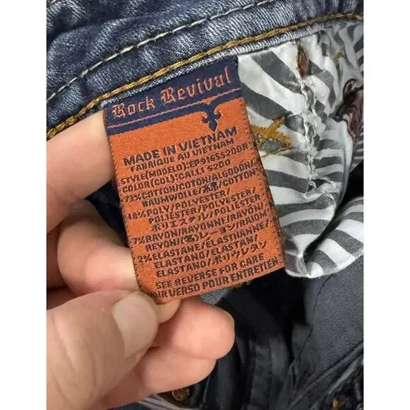 Rock Revival Calli Thick Stitch Skinny Stretch Jeans Womens Size 28 READ - Picture 7 of 11